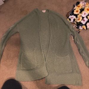 green cardigan